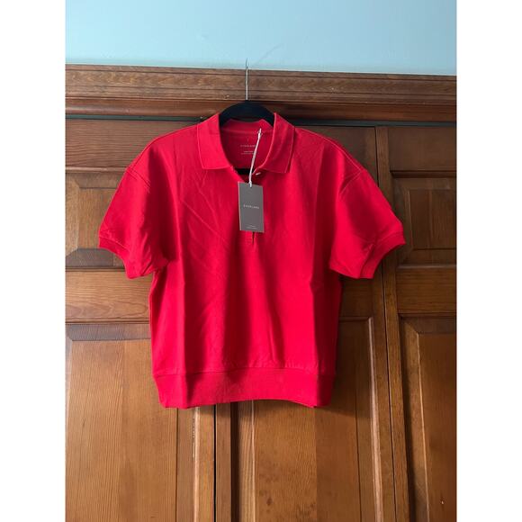 NWT Everlane Women's Organic Cotton Polo Shirt Red Fitted Short Sleeve Top SZ S - Picture 2 of 11